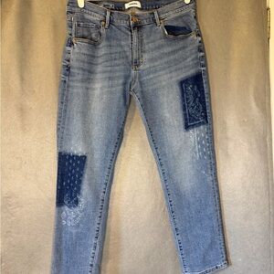 Sonoma Women's Blue Ankle Jeans with Dark Accents